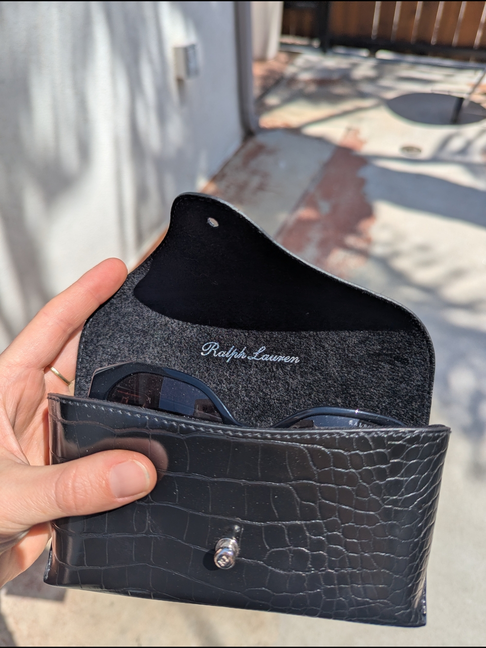 Ralph Lauren Chic Sunglasses with Black Croc-Embossed Sunglasses